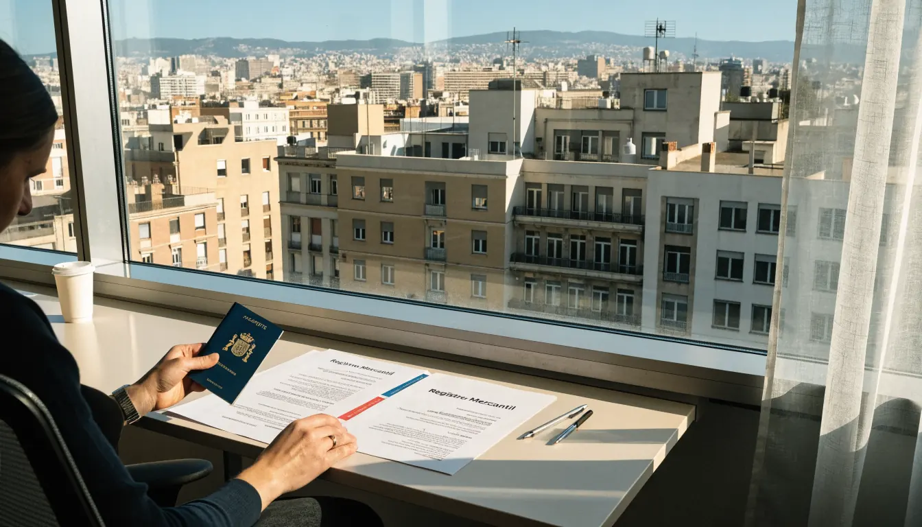 Investigador revisando documentos de registro